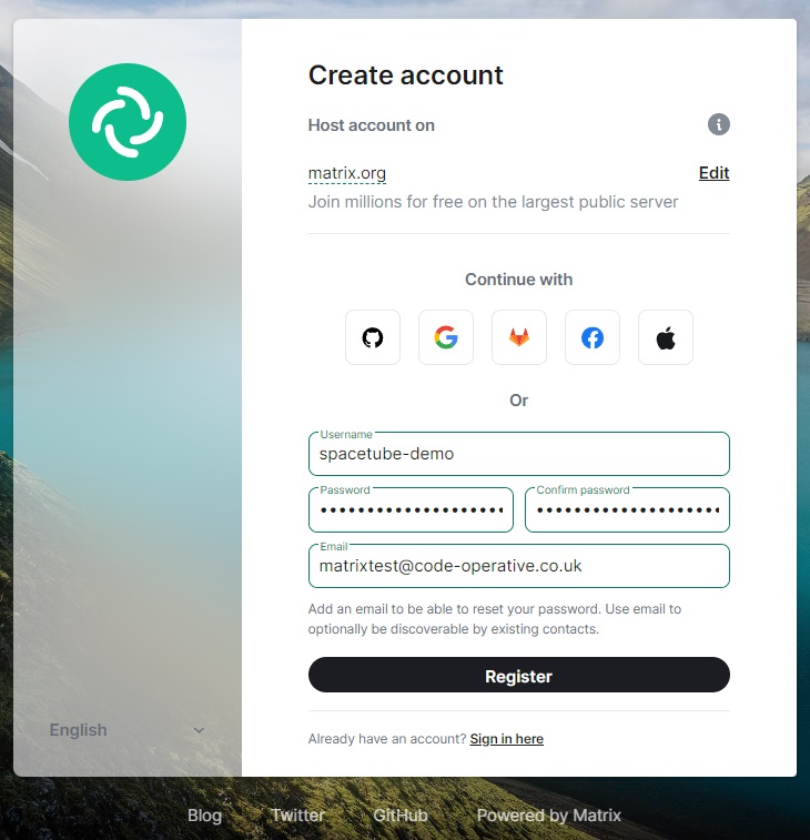 element registration details fill in